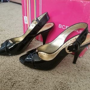 BCBG Black Patent leather heels